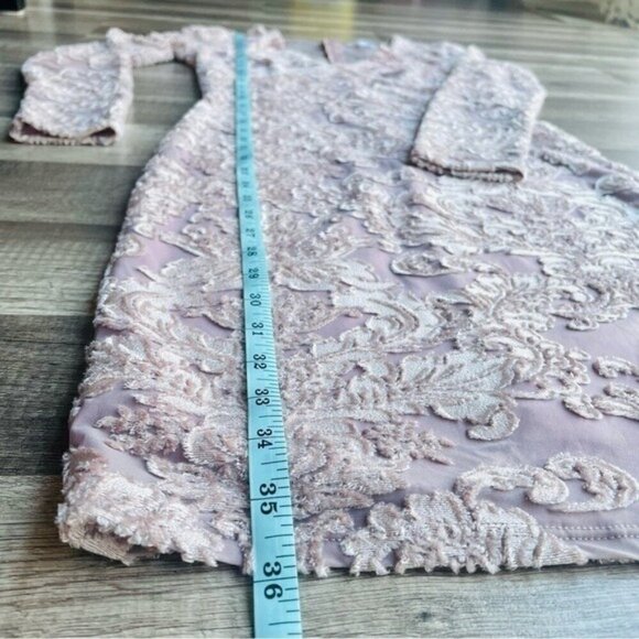 Leith Mauve Crushed Velvet Floral Long Sleeve Bodycon Dress Small - Picture 9 of 9